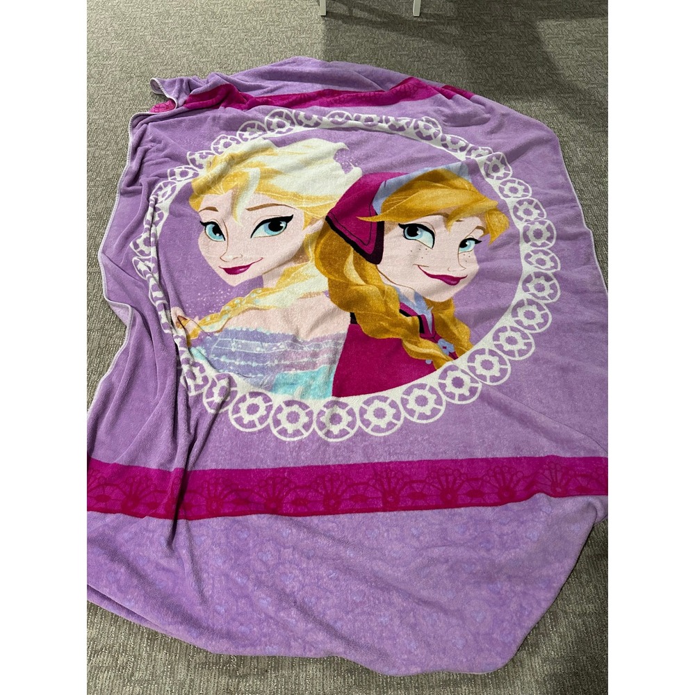 Disney Frozen Anna Elsa Purple Pink Fleece Plush Throw Blanket Kids Bedding Cozy